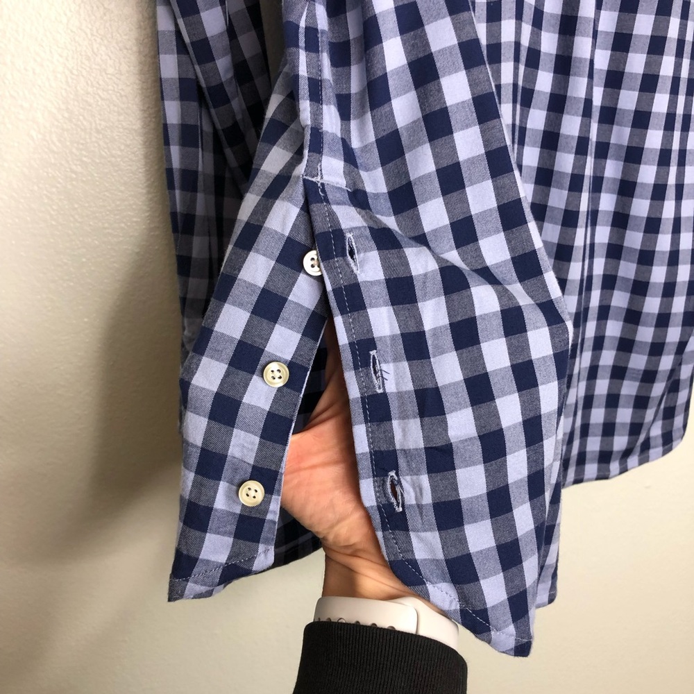 Talbots Gingham Popover Tunic Button Side Blouse - Picture 4 of 16